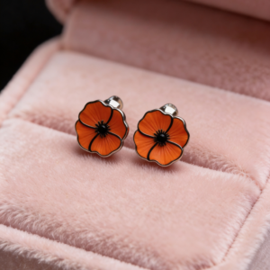925 Silver Orange Flower Kids Earrings