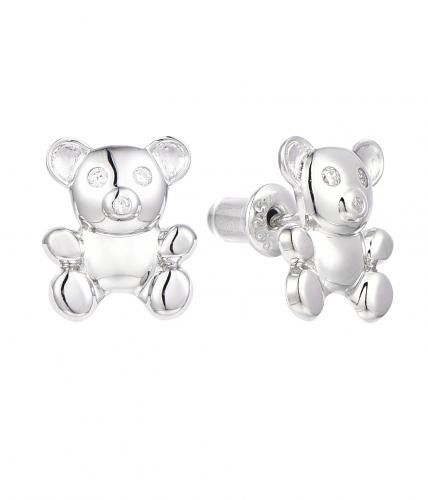 Kids Cute 925 Silver Teddy Bear Stud Earrings - Image 3