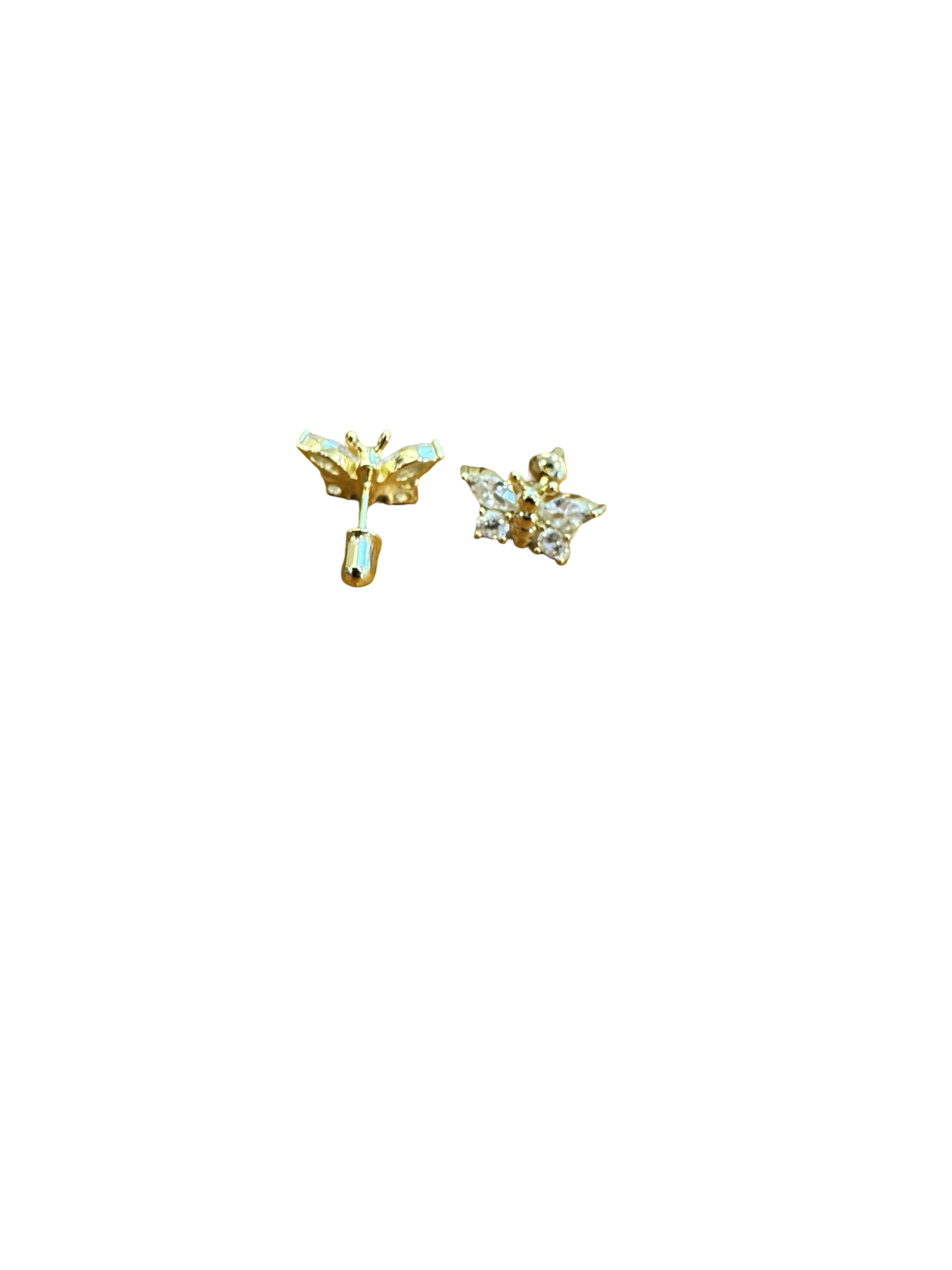 Kids Yellow Gold Plated Zircon Butterfly Earrings with Screw‑Back - Image 3