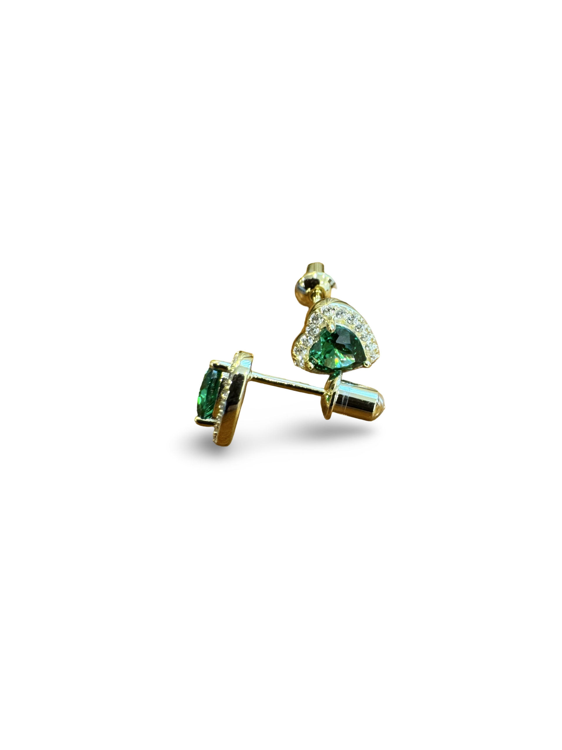 Kids Yellow Gold Plated Zircon Heart Earrings with Screw‑Back - Image 2