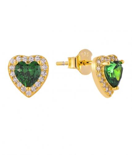 Kids Yellow Gold Plated Zircon Heart Earrings with Screw‑Back - Image 3