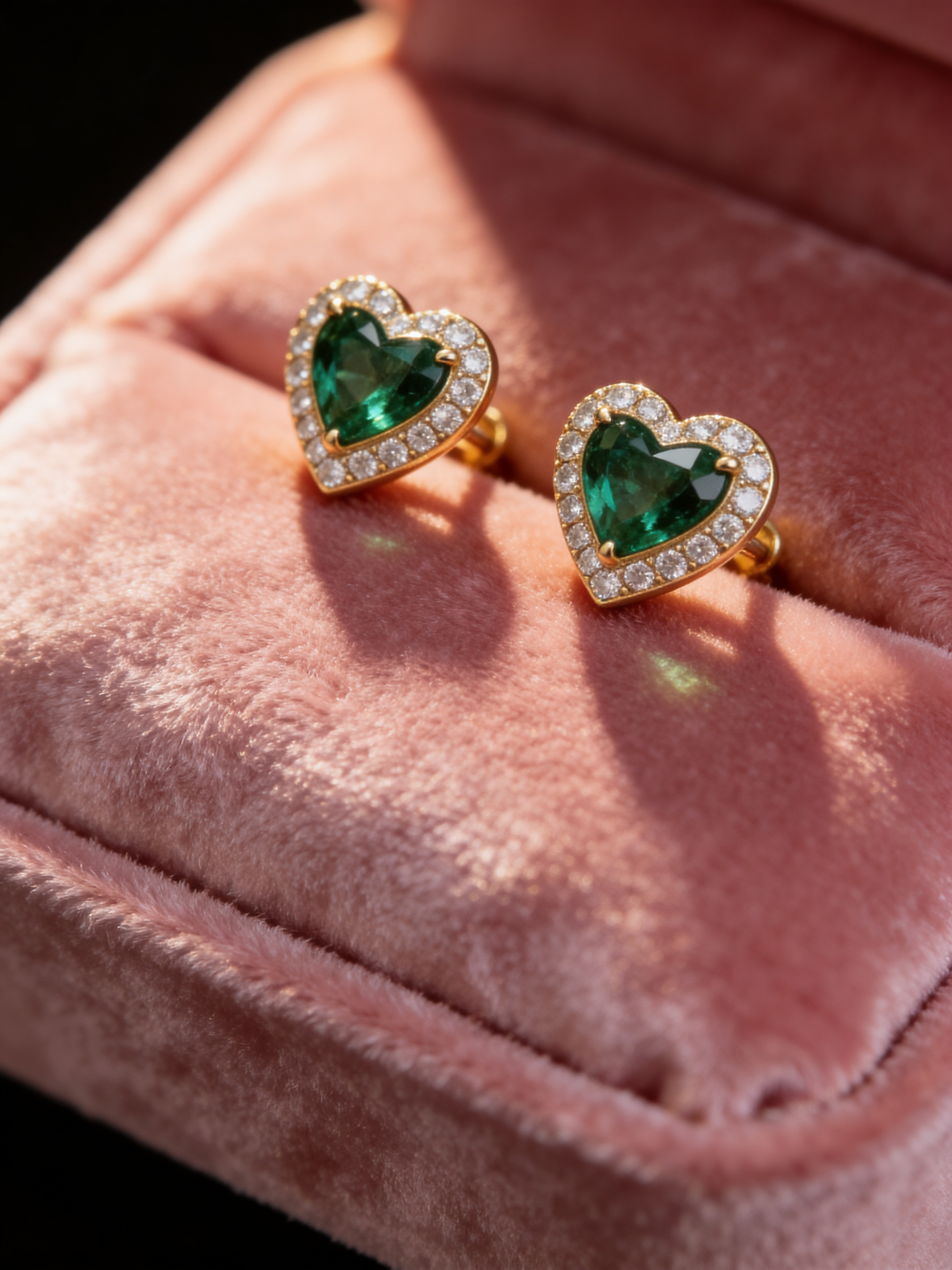 Kids Yellow Gold Plated Zircon Heart Earrings with Screw‑Back