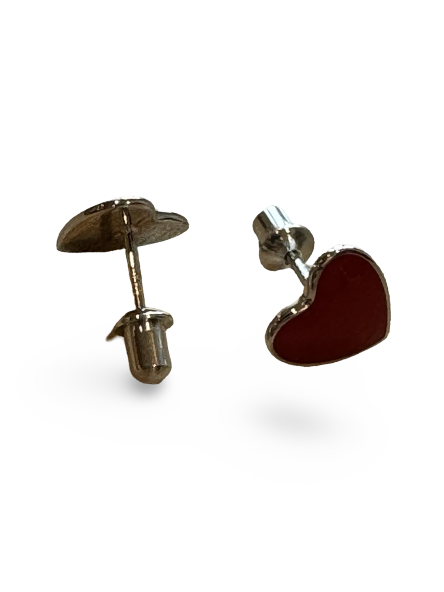Kids Cute 925 Silver Red Heart Earrings - Image 2