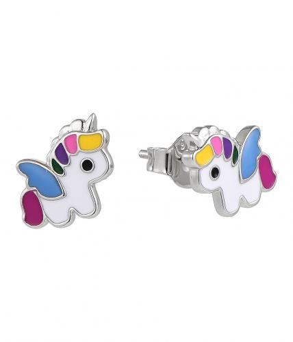 Kids 925 Silver Unicorn Earrings with Rainbow Horn & Screw‑Back - Image 3