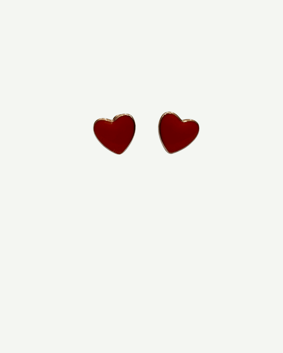 Kids 925 Sterling Silver Rodhium Plated Red Heart Enamel Earrings - Image 4